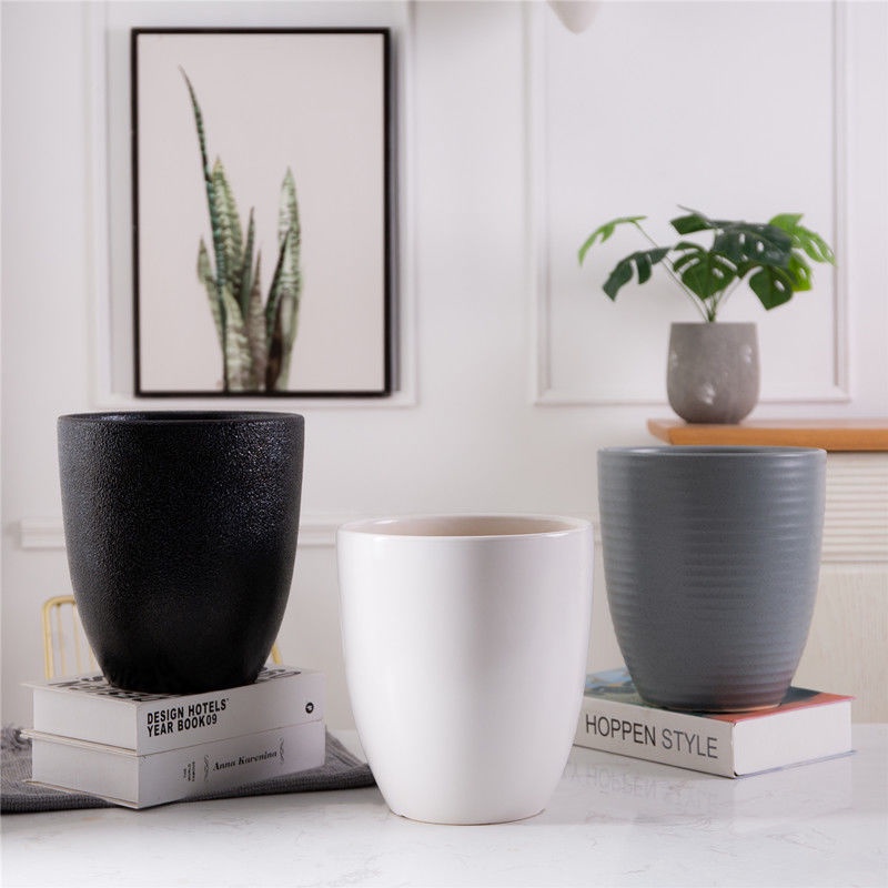 Nordic Simple Extra Large Black and White Ceramic Flower Pot Living Room Interior Balcony Floor