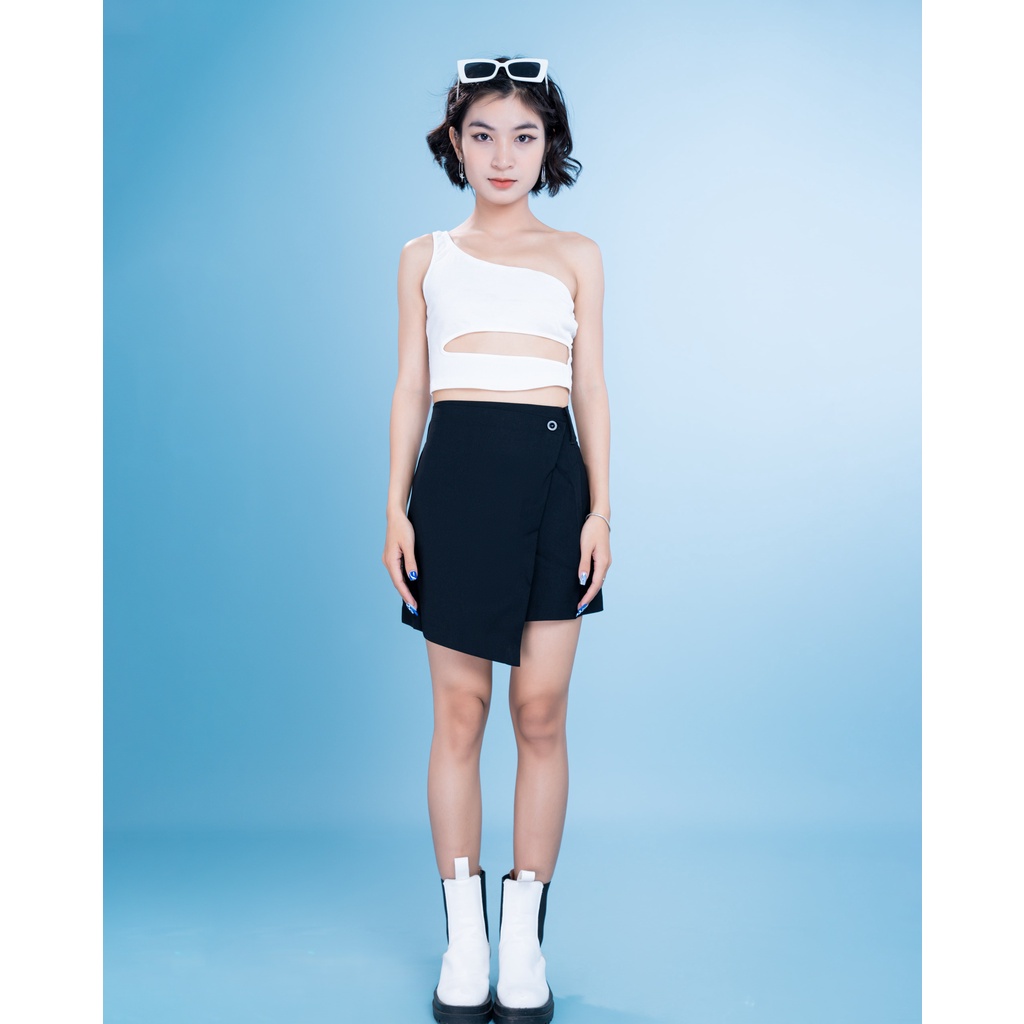 Chân váy đắp tà chữ A có đai lưng