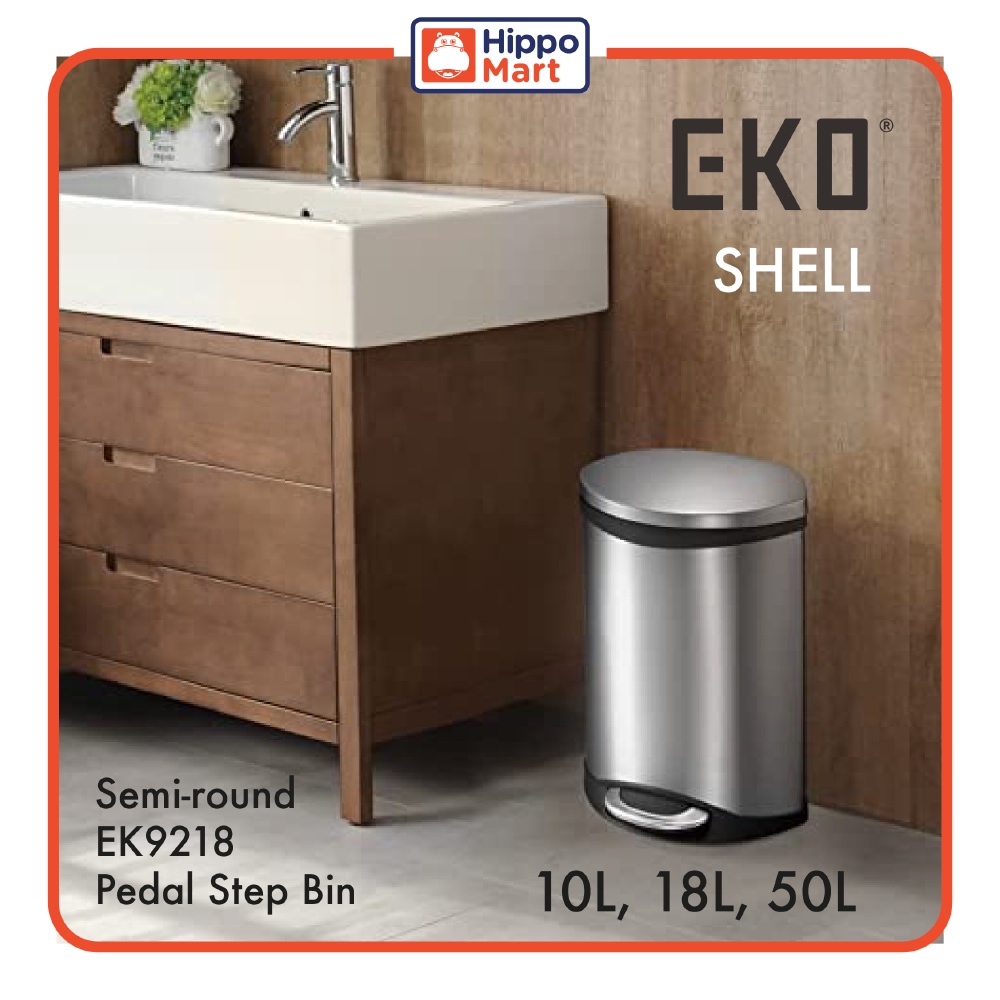 EKO SHELL EK9218 10L,18L,50L Pedal Waste Bin with Soft Closing