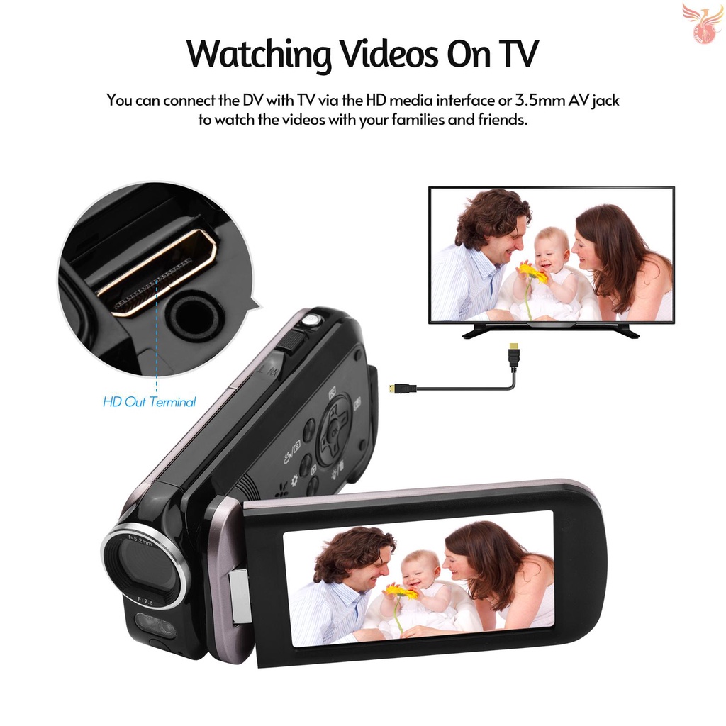2.7K Ultra HD Mini Digital Video Camera DV Camcorder 48MP 3 Inch Rotatable LCD Touchscreen 18X Zoom Built-in NEW 11.2