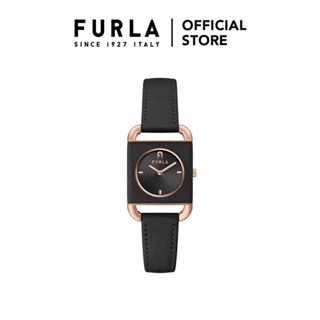 FURLA ARCO SQUARE Rose Gold Tone Case Black Dial Watch #0