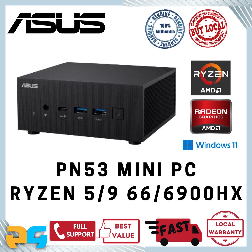 Asus PN53 Barebone Mini PC / Ryzen 5/9 / RAM / M.2 NVMe SSD / Win 11