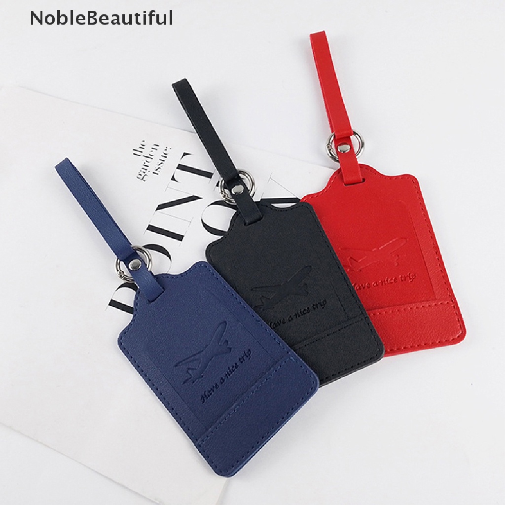 [NobleBeautiful] Personalised Leather Luggage Tag Portable Travel Fashion Solid Color  Baggage Claim Suitcase Label Bag Accessories Travel Supplies Name ID Address Portable Tag [SG