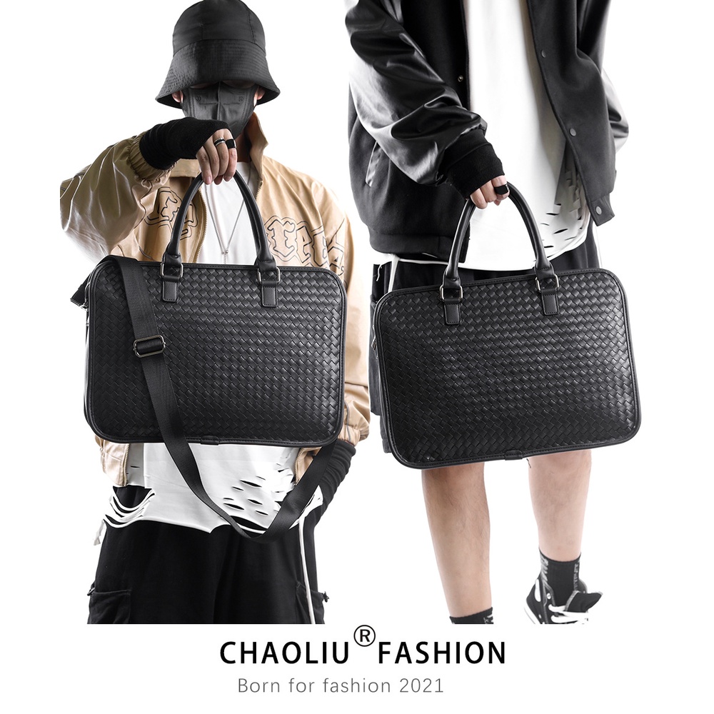 【男士商务编织公文包】Men's Portable Woven Bag 2022 New Style Business Men's Bag Korean Version Briefcase