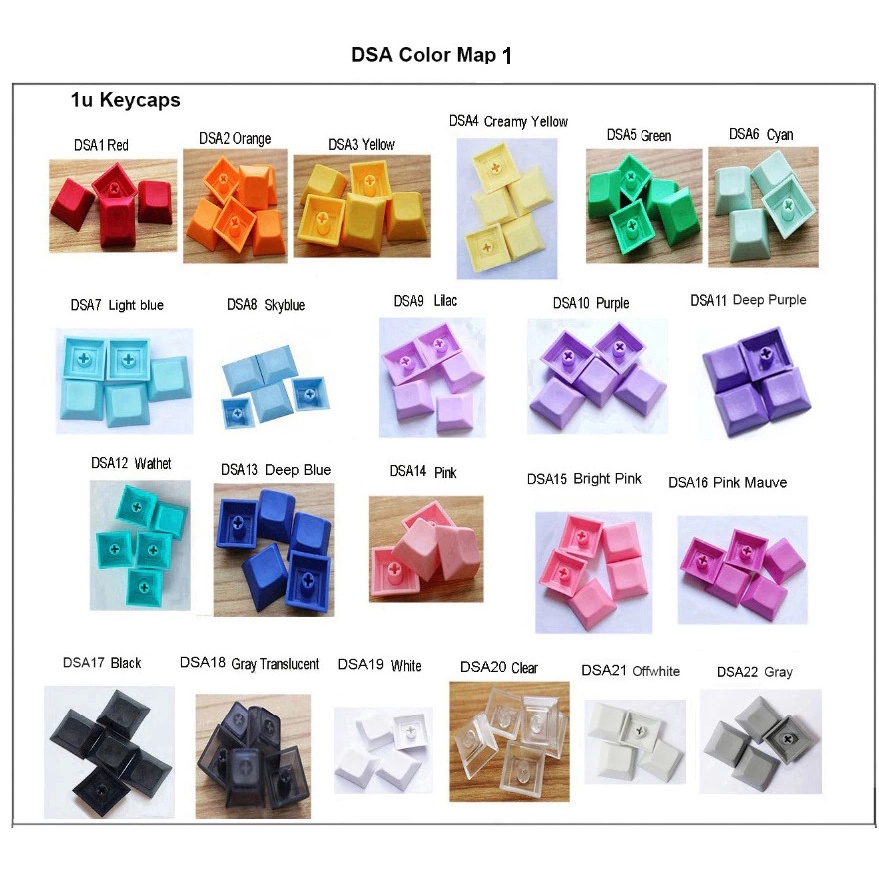 1U Keycap PBT Blank DSA Profile 22 Colors Empty Keycaps Clear Colored