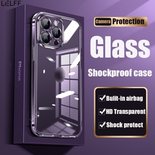 Camera Lens Protection Phone Case For iPhone 14 pro max 13 mini 12 11 pro max Transparent Glass Clear Casing Shockproof Aesthetics Hard Cover