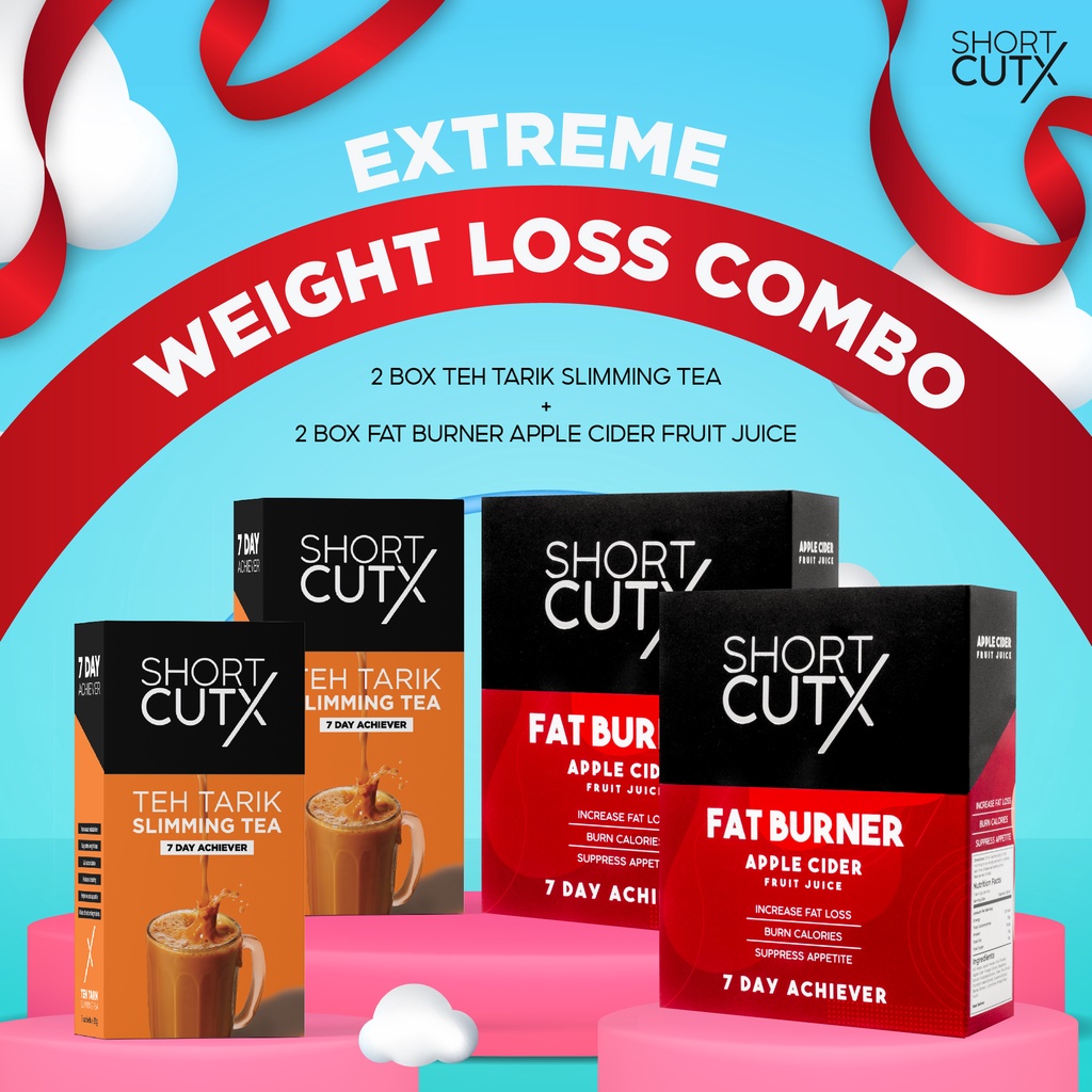 Bundle of 4 (2X Shortcutx Teh Tarik Slimming Tea & 2X Shortcutx Fat