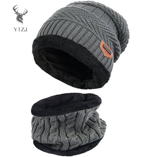 mens black hat and scarf set