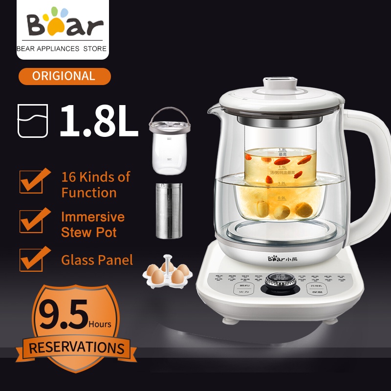 Bear Health Pot Electric Kettle Keep Warm Glass Teapot Home Kitchen