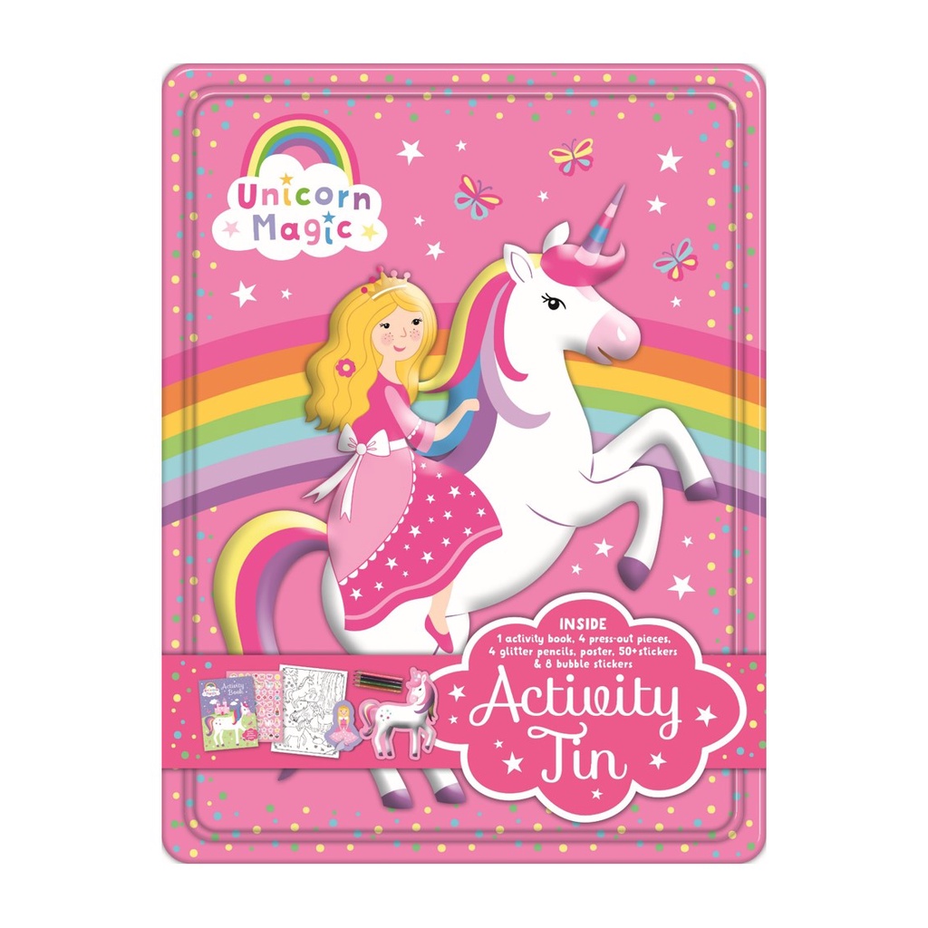 Unicorn Magic Happy Tin Book Gift Set for Kids with Colouring Bubble ...