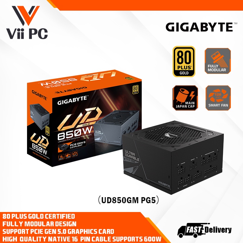 GIGABYTE GP-UD850GM PG5 GP UD850GM 850W ATX3.0 PCIe 5.0 80 Plus Gold ...