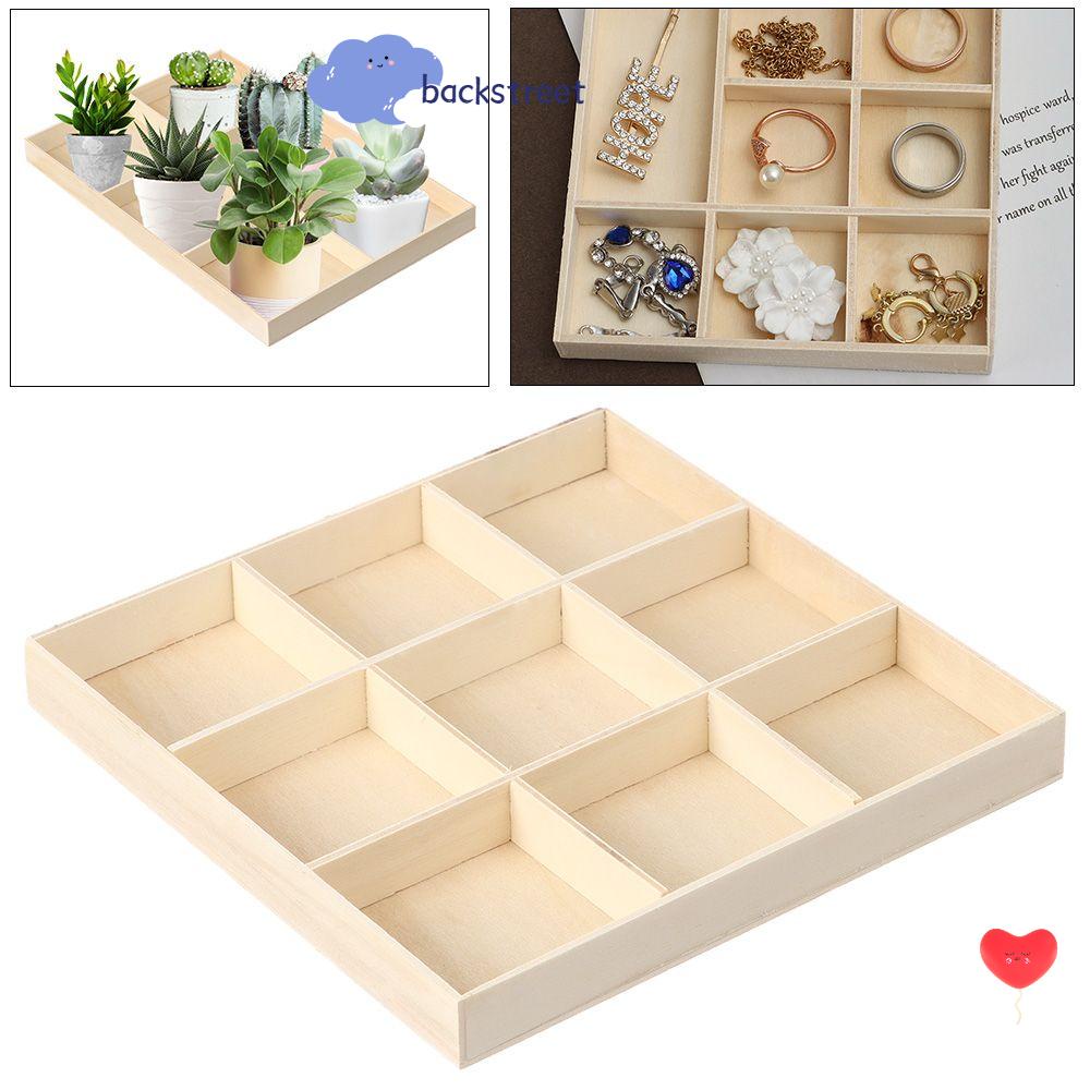 BACKSTREET Storage Wooden Box Multi Grid Jewelry Display Pallet Divided