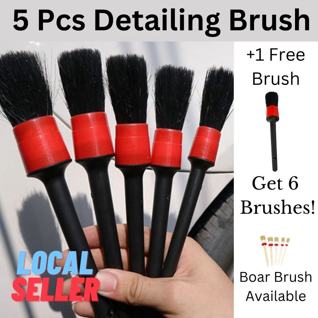 Local Instocks 5 Pcs Set Car Detailing Brush Kit Car Interior Brush