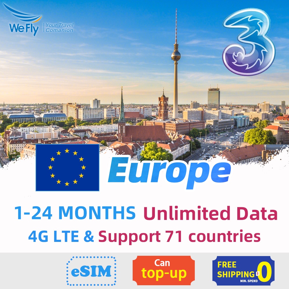 3uk Europe And Uk Sim Card 4g High Speed 30 Days 10gb25gb50gb Unlimited