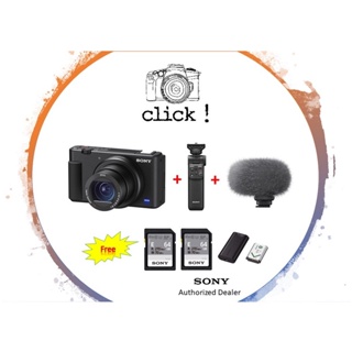 Sony ZV-1 Digital camera with Sony GP-VPT2BT Wireless Shooting Grip + Sony ECM-G1 Vlogger Shotgun Microphone