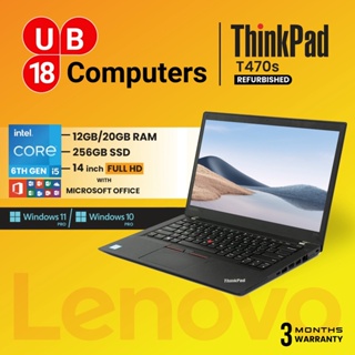 Lenovo ThinkPad T470 i5 6th GEN, Windows 10/11 PRO , MS Office Package, (Refurbished)