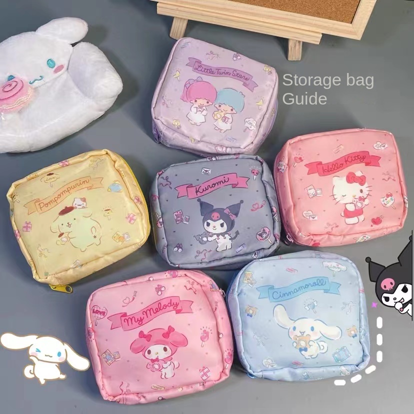 Japanese Cartoon Sanrio Sanitary Napkin Storage Bag Kuromi Coin Purse ...