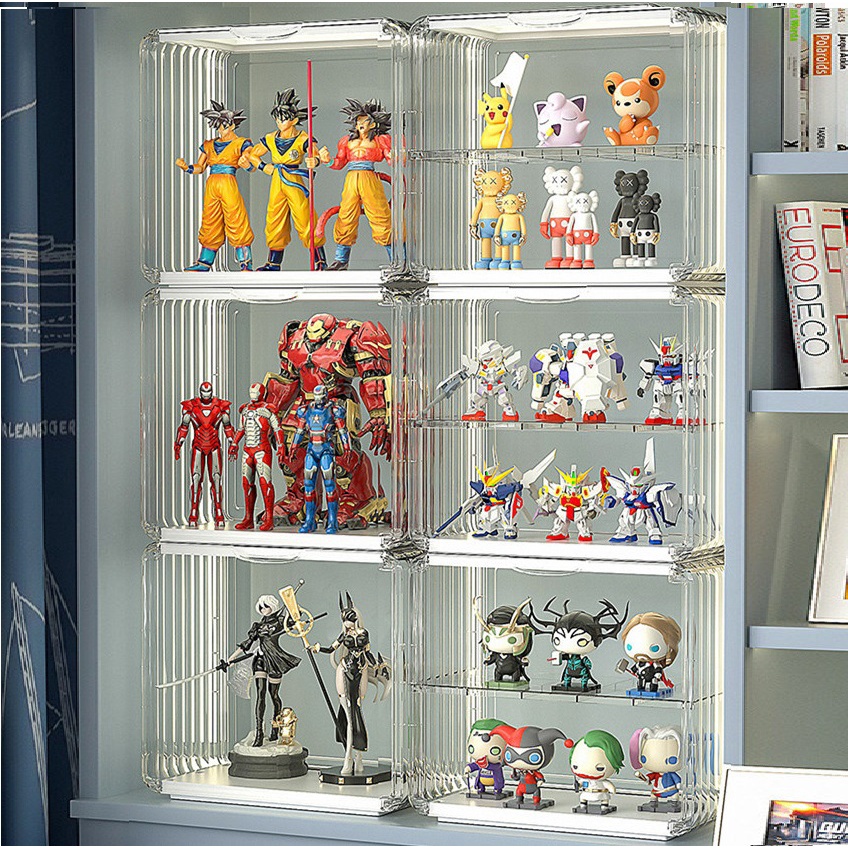 Fully Clear Acrylic Big Popmart Figurines Bag Display Box Cosmetic