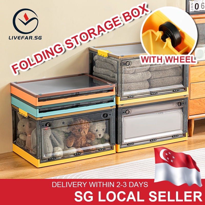 Livefar Storage Bins / Storage Box With Wheels Double Doors Plastic