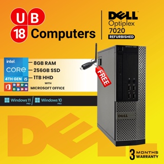 Dell Optiplex 7020 Desktop SFF, i5 4th Gen 8GB RAM 256GB SSD 1TB HDD/ Win 10PRO, MS Office (Free Wifi Adaptor)