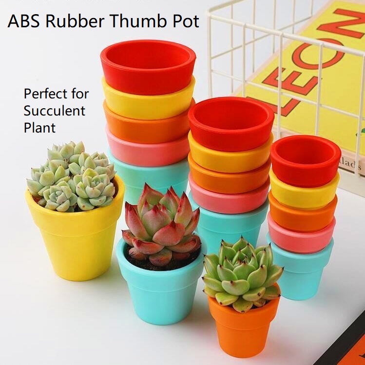 [SG In Stock] Rubber Thumb Pot Seedling Nursery Pot Mini Succulent Plant Pot Flower Pot Macarron