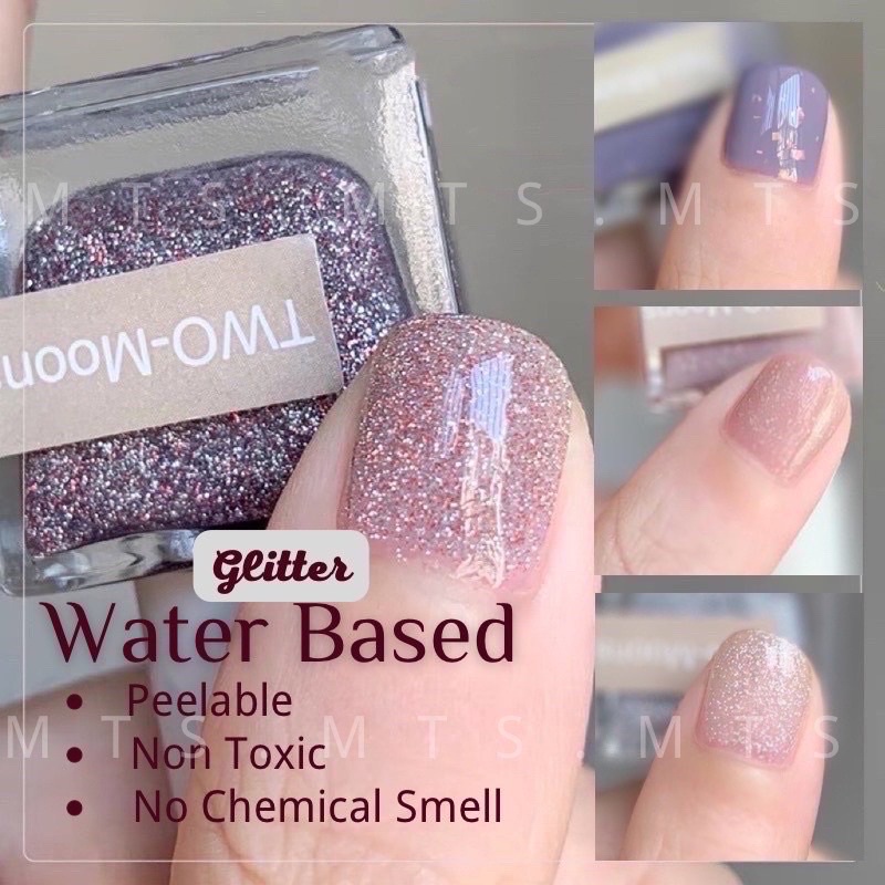 SG Instock】Two Moons WaterBased Peelable Aurora Glitter Nail Polish Quickly  Drying Non Toxic | Shopee Singapore