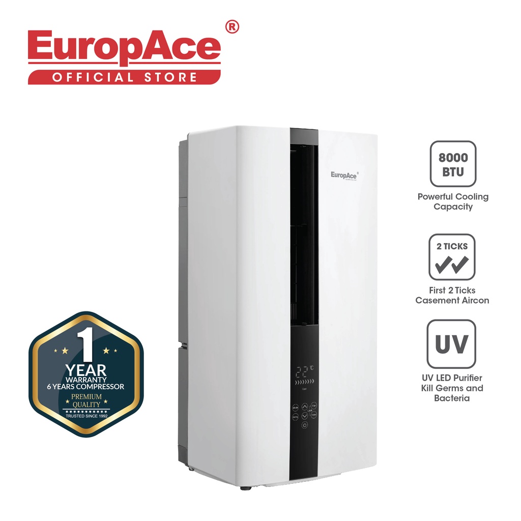 EuropAce 8,000BTU Casement Conditioner EAC 801A Singapore’s First And