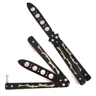 Dragon S Black Handle Butterfly Folding Practice training Practice Stainless Steel Balisong Style
