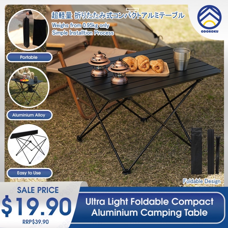 ODOROKU Aluminium Camping Table Folding Beach Table Small Folding Table