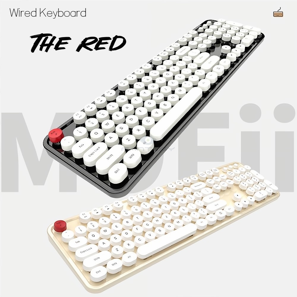 MOFii THE RED Wired Keyboard 104 Keys Full Size Gaming Keyboard Elegant Comfortable Office Keyboards