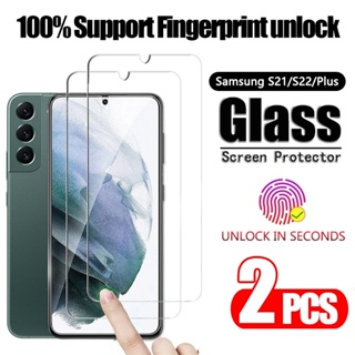✎2PCS Full Cover Tempered Glass Samsung S21 S22 Plus Screen Protector Support Fingerprint Unlo
