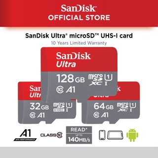 SanDisk Ultra microSDXC UHS-I cards 64GB 128GB A1 Class 10 for Smarphones Android 10 Years Warranty