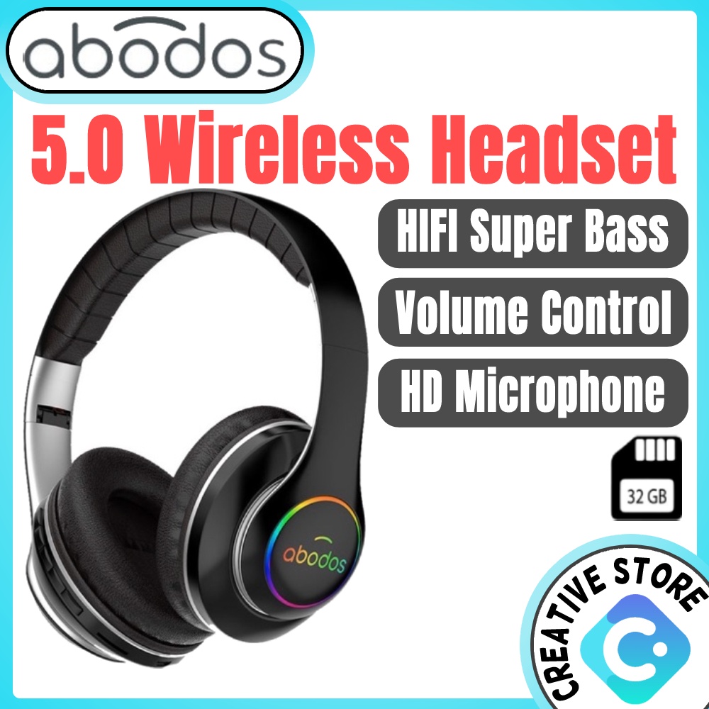 Abodos Wireless Headphone Super Bass Headphone with Mic Bluetooth