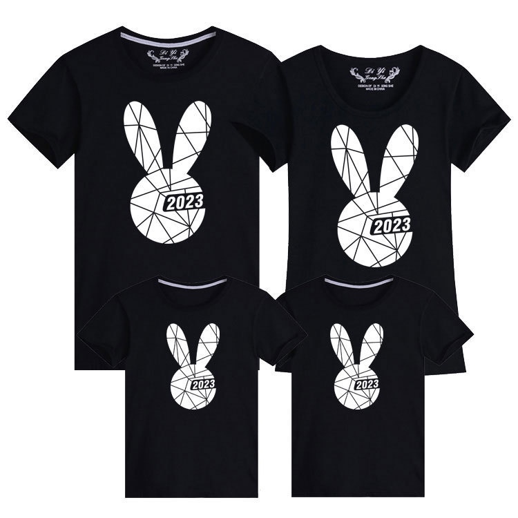 Image of 2023 Rabbit Year Tee Chinese New Year Clothes Rabbit T Shirt CNY T-shirt Couple Shirt Family Set Tops Women Men Boy Girl New Year Clothes 兔年 亲子装 春节 全家福 本命年 T恤 #2