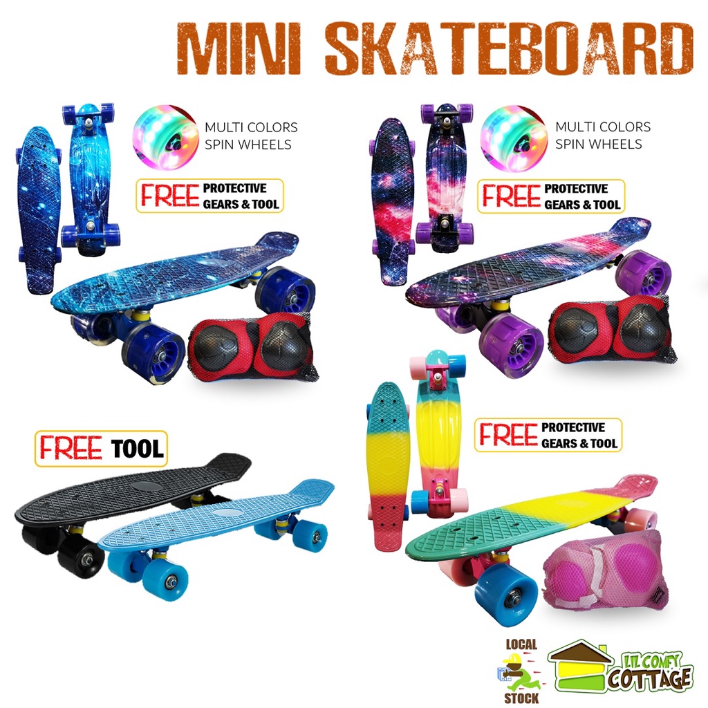 Mini Skateboard Penny Board Color Spin Wheels Shopee Singapore