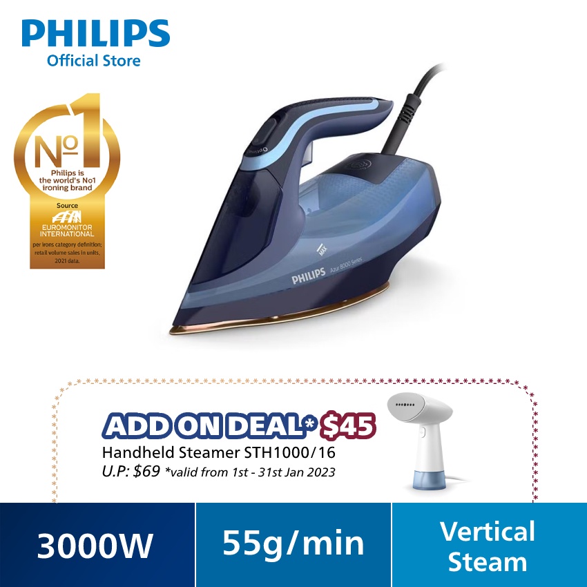 PHILIPS Azur Steam Iron 8000 series with OptimalTEMP technology ...