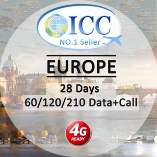 [ICC] Europe & UK 28 Days 60GB|120GB|210GB 4G/3G Data + Call(EU-M)