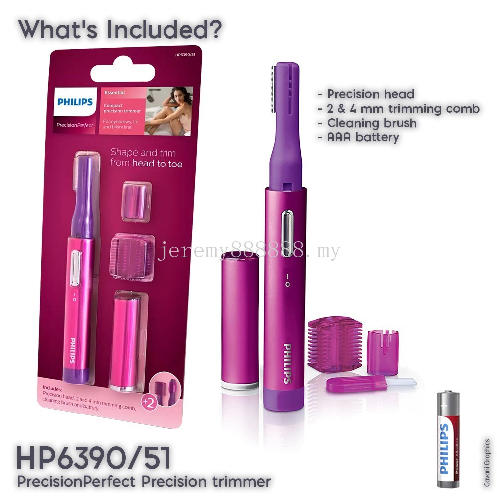 Philips PrecisionPerfect HP6390/51 Compact Precision Trimmer for Women, Facial  Hair Removal & Eyebrows | Shopee Singapore