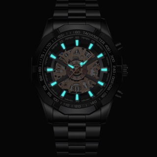 BINBOND High-End Luxury Hollow Metal Men's Watch Large Dial Stainless Steel Waterproof Luminous Full Of Design Watches #4