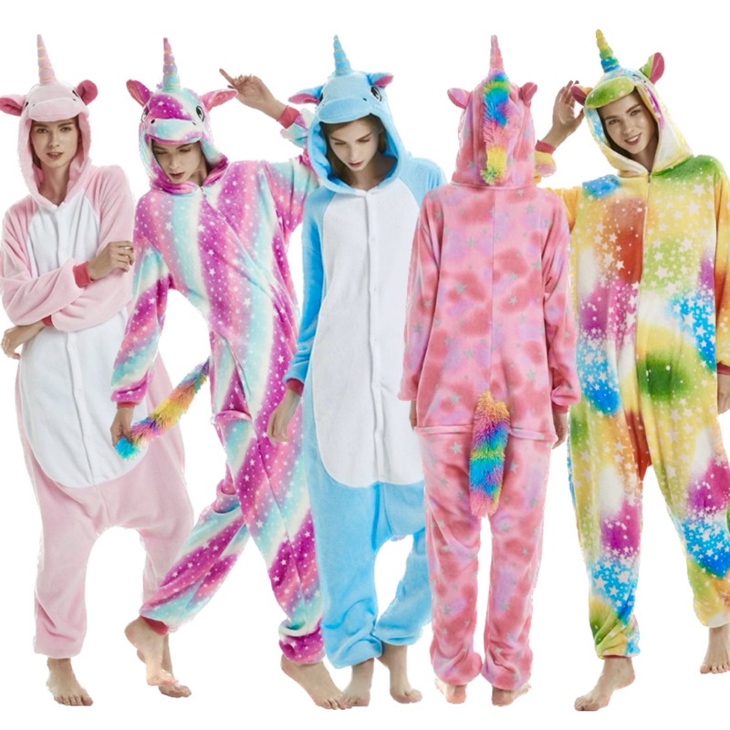 Rainbow Tail Unicorns Character Overall Kigurumi Onesie Pajamas ...