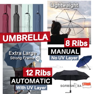 UV Windproof 12 Ribs Big Auto Umbrella Automatic Manual Foldable Extra Large Black Green Blue Maroon 12ribs Strong