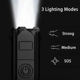 Portable Zoomable Strong Light Focus LED Bright ABS Flashlight USB Rechargeable Outdoor Highlight Tactical Flashlight Multi-function Telescopic Focus Torch #4