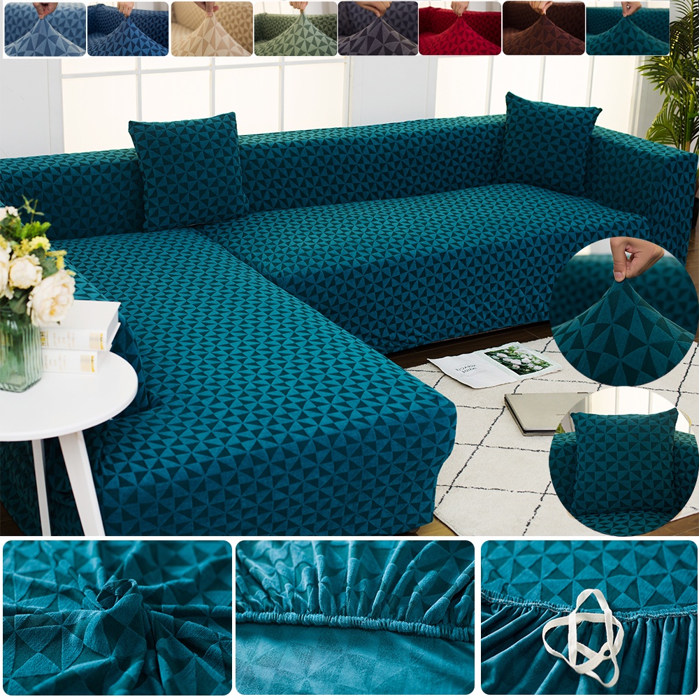 [PH STOCK & COD] Elastic Sofa Cover Stretchable Thick Jacquard Craft L Shape 1/2/3/4-Seat
