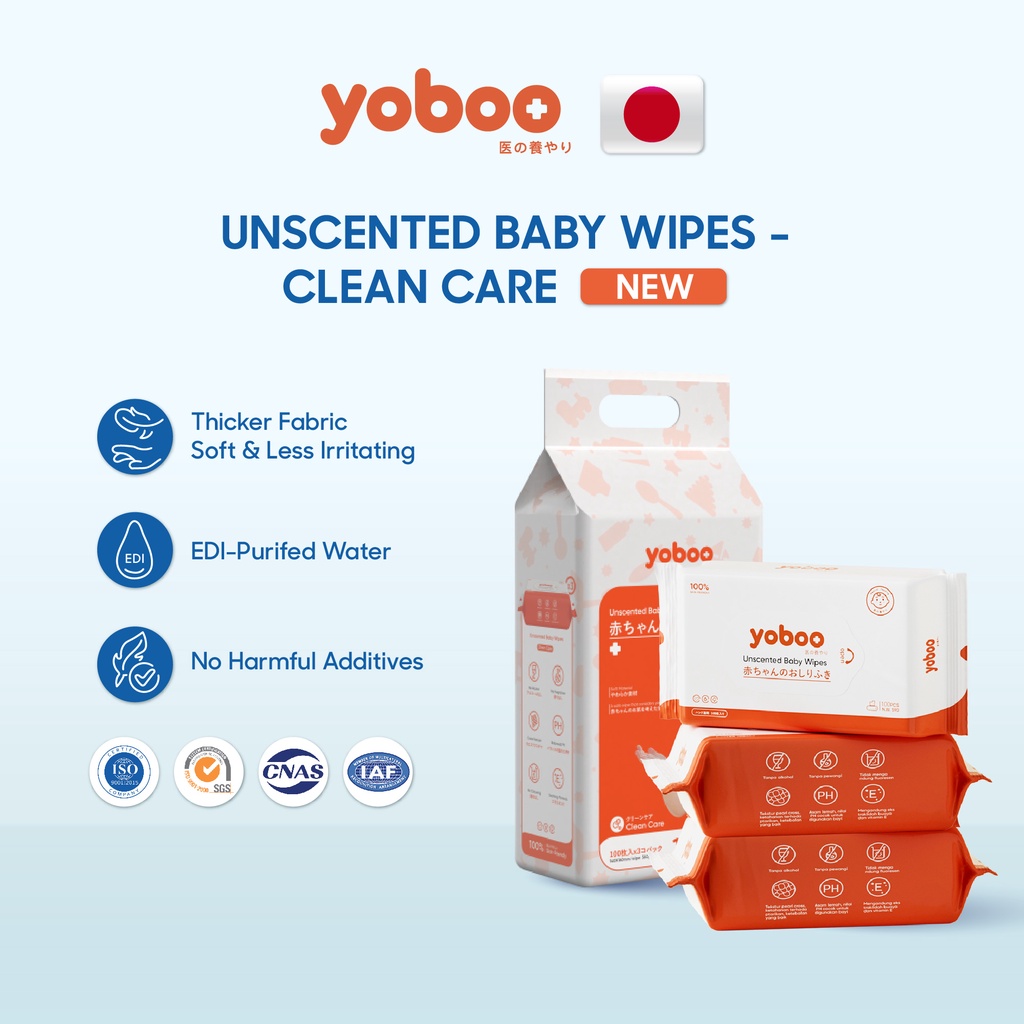 [NEW] yoboo Unscented Baby WipesClean Care YB0047 (100 Sheets *3
