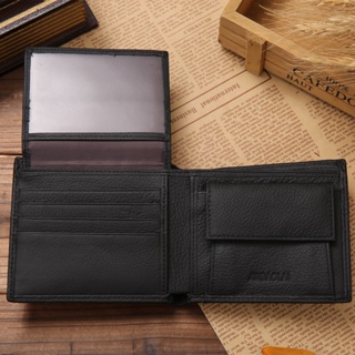 Genuine Leather Short Wallet for Men Coin Purse Trifold Wallet zipper Card Holder with Money Clip #3