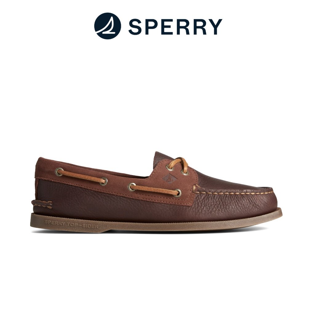 Sperry Men's Authentic Original 2Eye Tumbled Suede Boat Shoes Brown