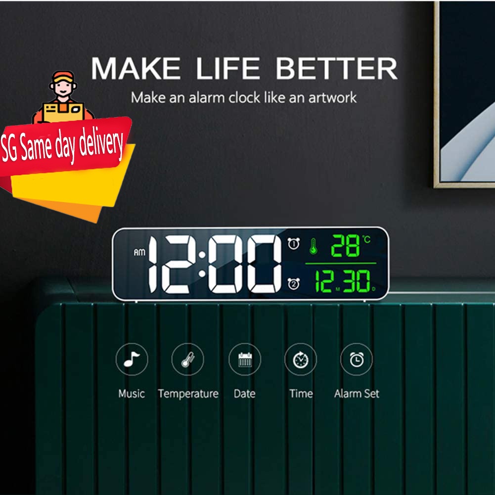 🔥SG🔥 LED Alarm Clock Digital Table Clock Digital Wall Clock Voice