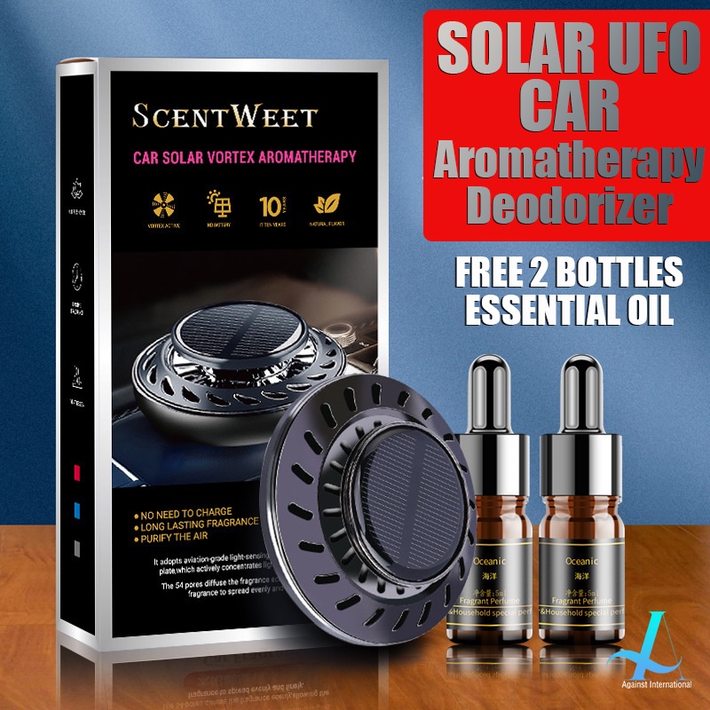 Car Diffuser Car Fresheners Solar Rotating UFO Fresheners - FREE 2 Essential Oil