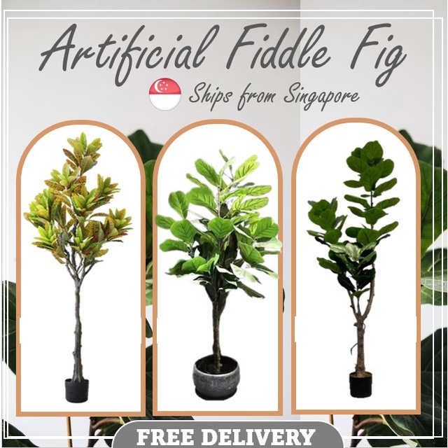 [SG Seller] Artificial Fiddle Fig Lyrata Ficus Leaf Tree Plant Faux