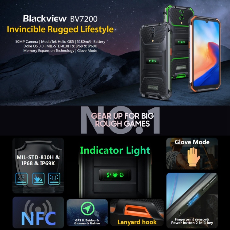 Blackview BV7200 Rugged Phone Dual SIM 6GB+128GB (Global Version ...